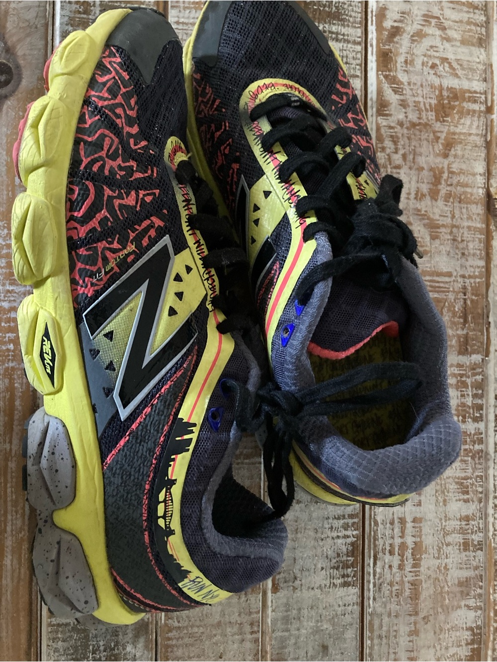 New Balance Black Yellow Pink Womens Running Sneakers